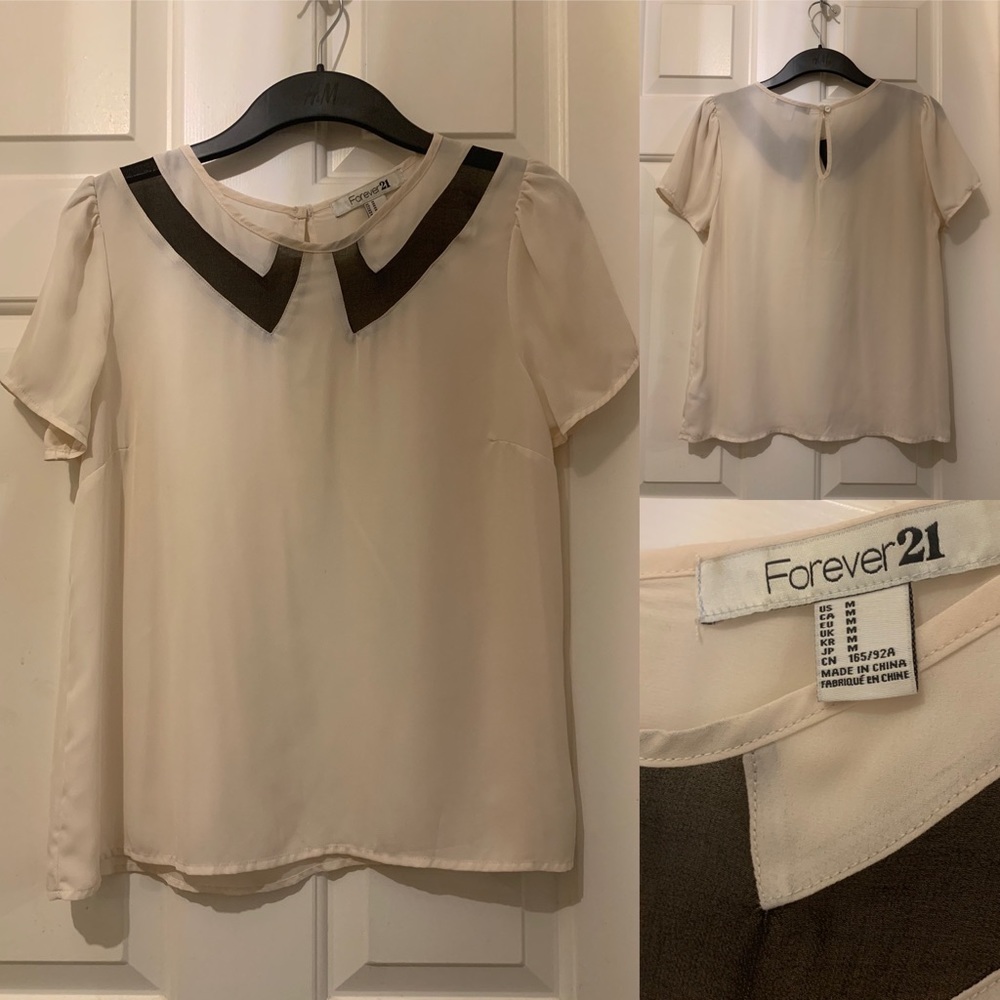 Forever21 blouse w/faux collar pattern - Picture 3 of 6